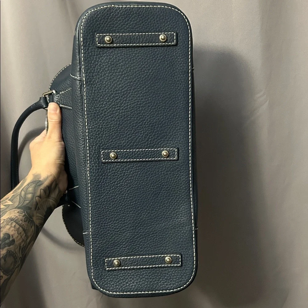 Dooney & Bourke Blue Pebbled Leather Satchel - Picture 4 of 4